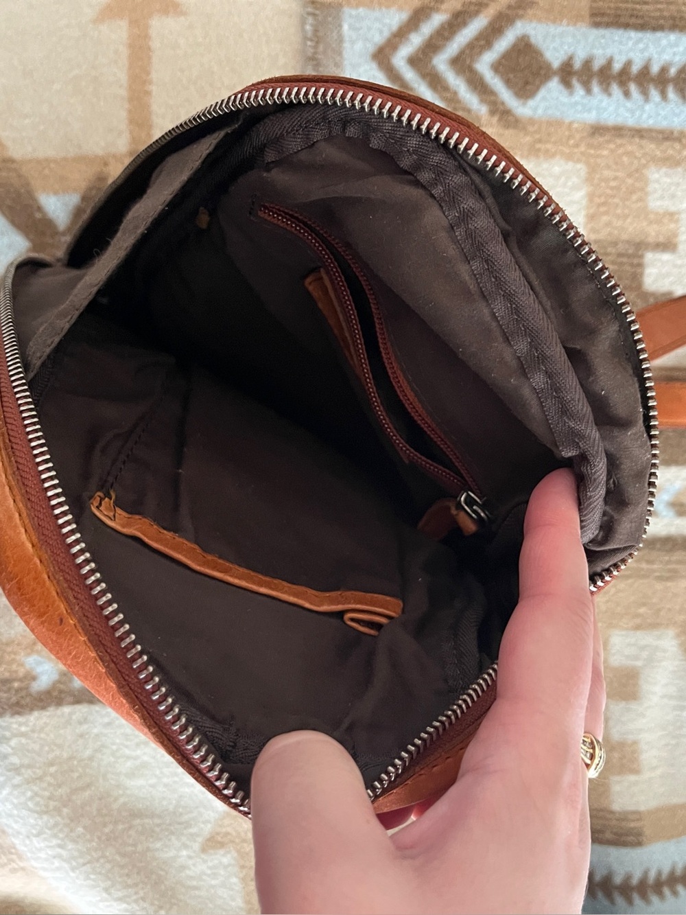 Vilenca Woven Leather Crossbody Sling Bag - Cognac Brown - Picture 5 of 5